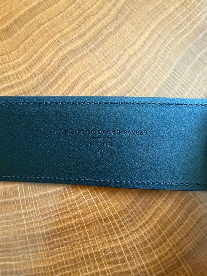 【近全新】GUCCI Interlocking G 麂皮皮帶|黑色 × 金色大 GG 扣|義大利製-10