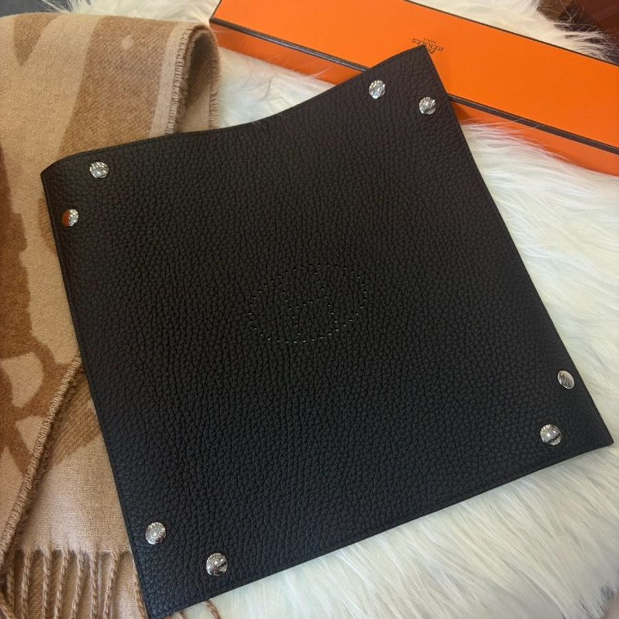 HERMES 25x25 Evelyne置物盤 黑色 W刻-1