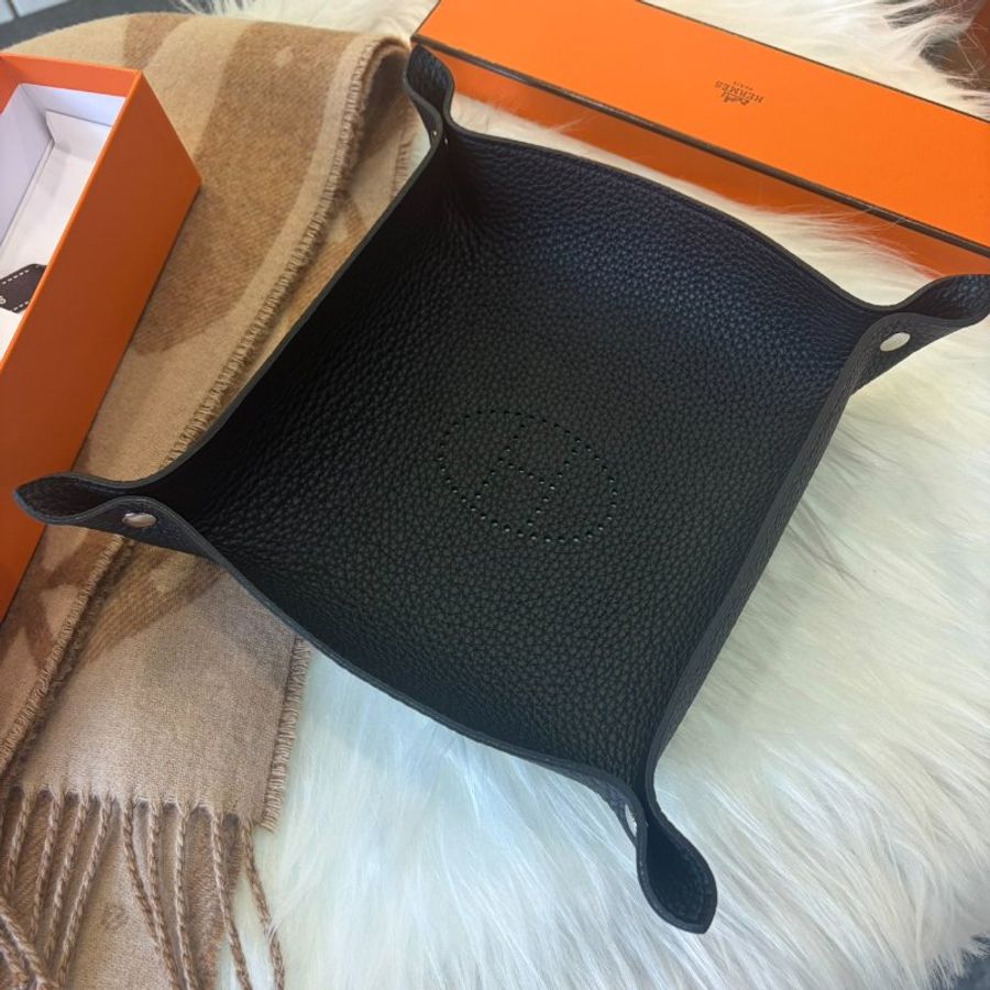 HERMES 25x25 Evelyne置物盤 黑色 W刻-3