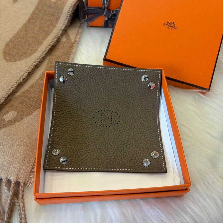 HERMES 迷你 Evelyne置物盤 灰色 W刻-1