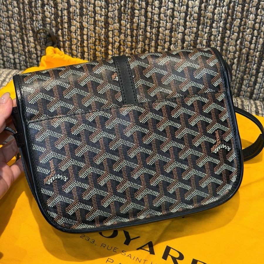 Goyard戈雅Belvedere黑花郵差包小號 馬鞍包斜背包 底長21cm-1