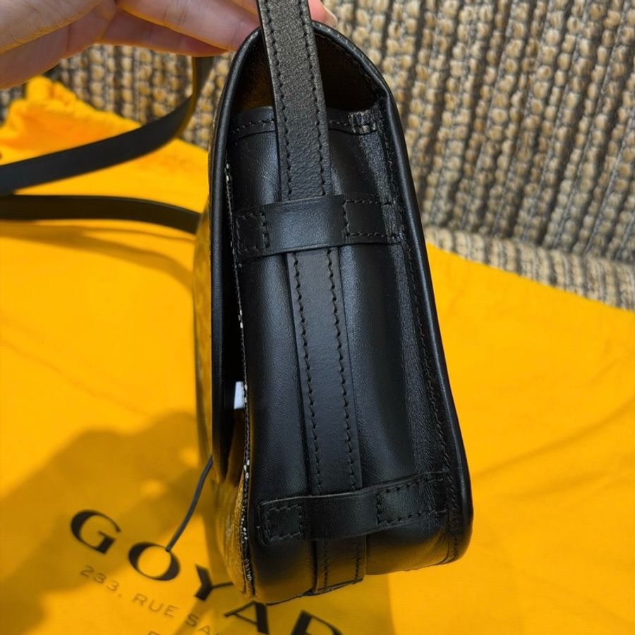 Goyard戈雅Belvedere黑花郵差包小號 馬鞍包斜背包 底長21cm-2