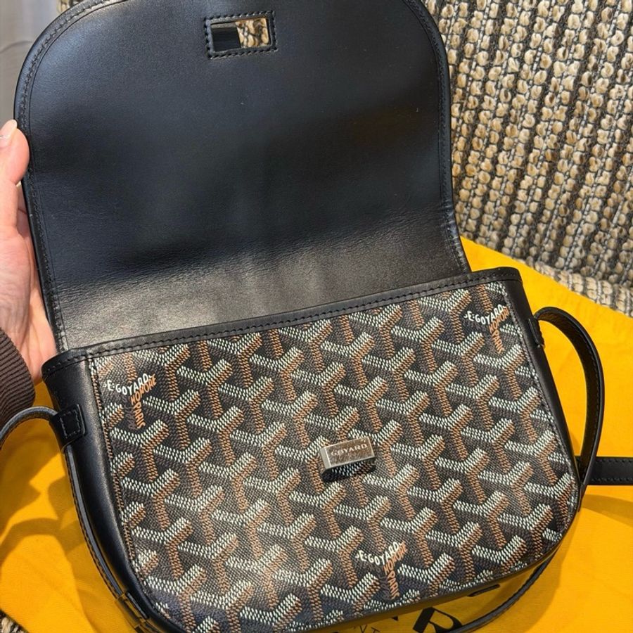 Goyard戈雅Belvedere黑花郵差包小號 馬鞍包斜背包 底長21cm-5