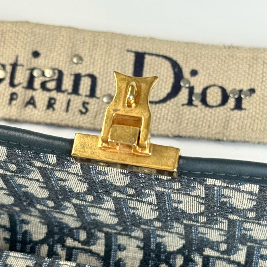 Dior Dioraddict 藍色緹花 中號 帆布 鉚釘 金屬 背帶 郵差包 肩背包 M5818CTZO-8
