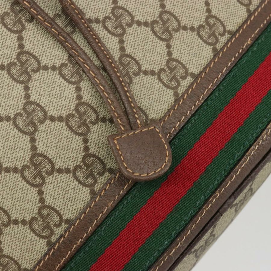 【日本直送】GUCCI GG Supreme Web Sherry Line 手提包 PVC 米色 金色 001 58 6354 正品 189545A-17