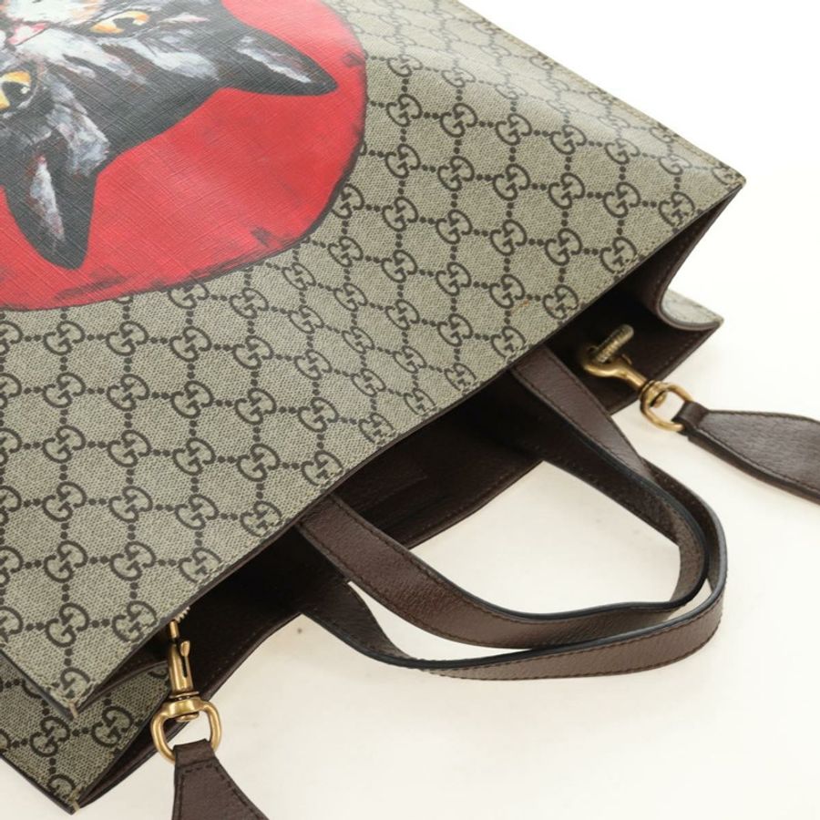 【日本直送】GUCCI GG Supreme Sherry Line 手提包 PVC 兩用 米色/金色 450950 正品 189774M-5