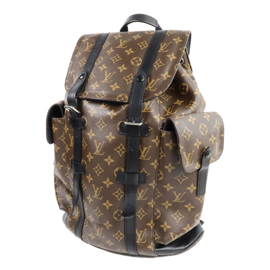 LOUIS VUITTON Monogram Macassar Christopher MM銀扣背包-2