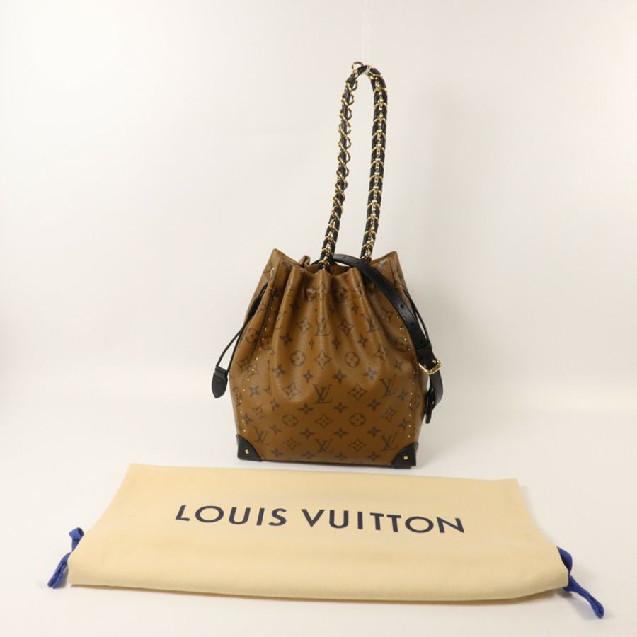 LOUIS VUITTON Monogram Reverse Noe Trunk PM鏈帶手挽肩背兩用袋-7