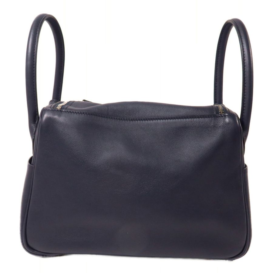 HERMES Swift皮革/Epsom皮革Lindy 26手挽肩背兩用袋Bleu Indigo/Orange Poppy-1