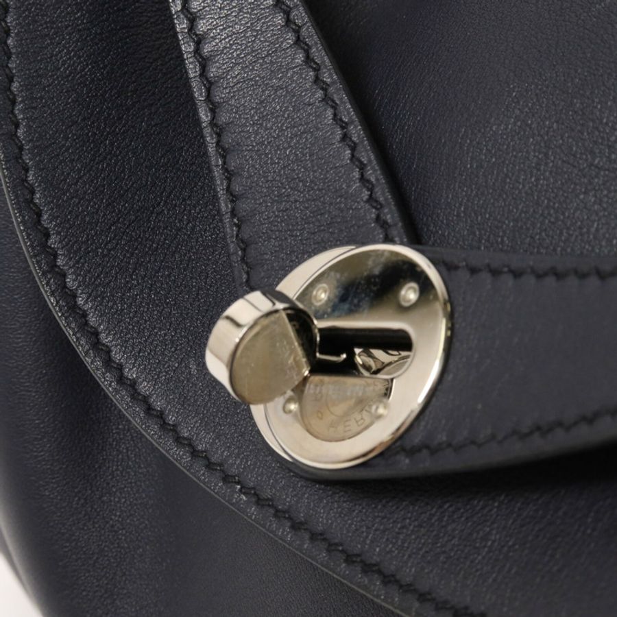 HERMES Swift皮革/Epsom皮革Lindy 26手挽肩背兩用袋Bleu Indigo/Orange Poppy-8