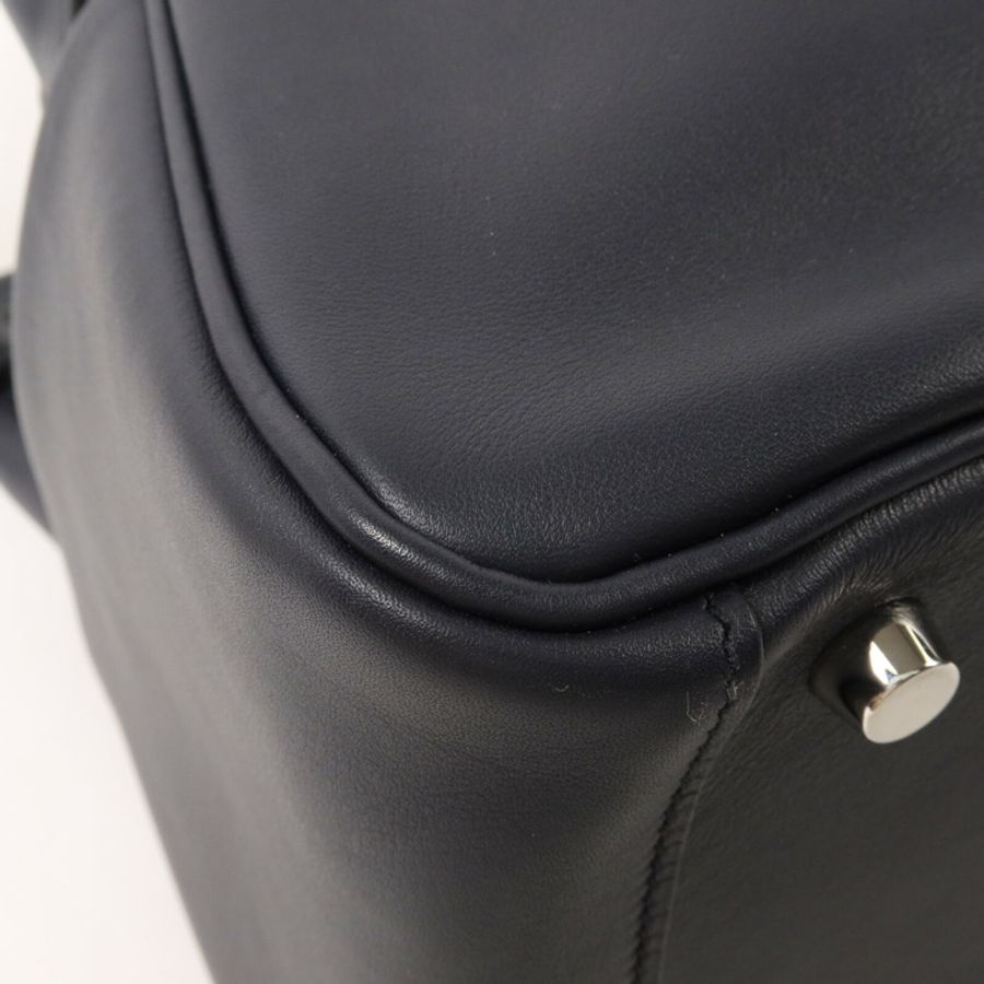 HERMES Swift皮革/Epsom皮革Lindy 26手挽肩背兩用袋Bleu Indigo/Orange Poppy-9