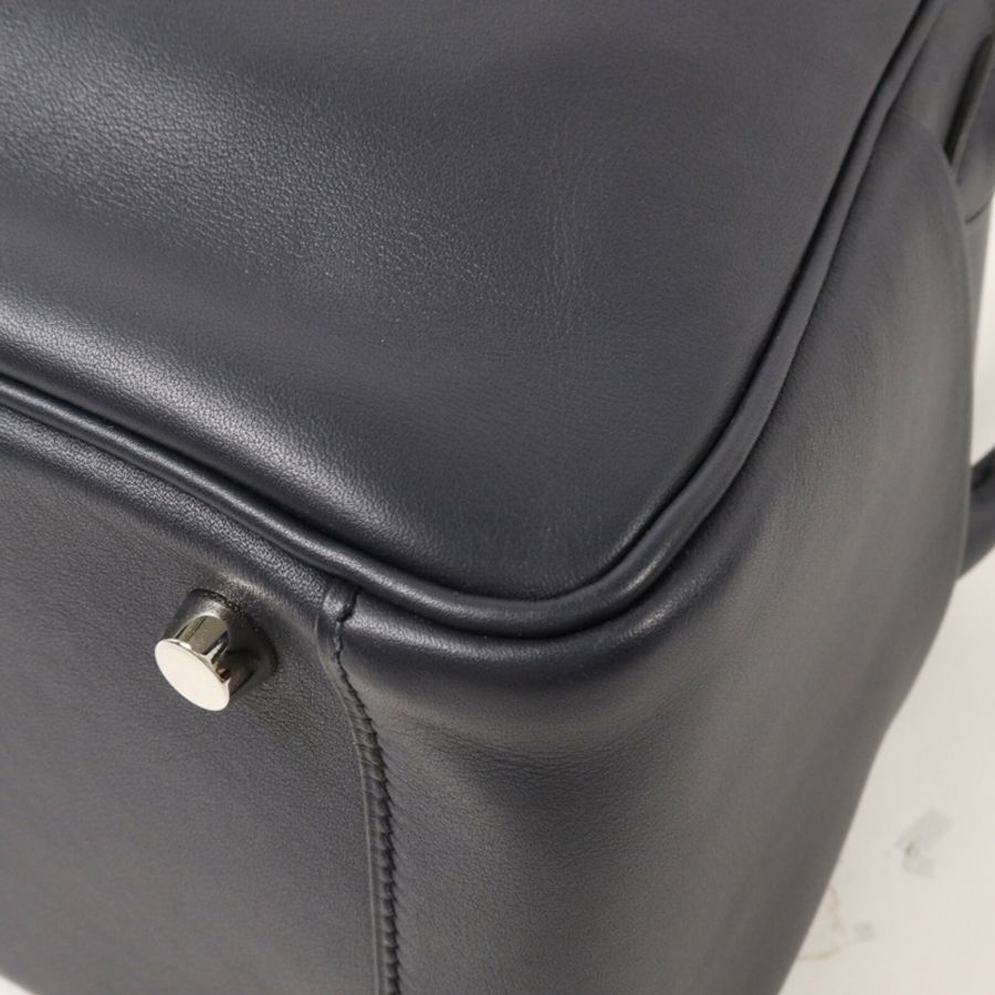HERMES Swift皮革/Epsom皮革Lindy 26手挽肩背兩用袋Bleu Indigo/Orange Poppy-10