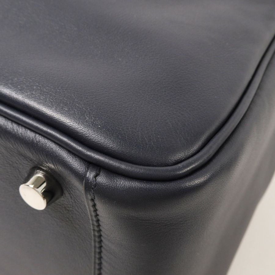 HERMES Swift皮革/Epsom皮革Lindy 26手挽肩背兩用袋Bleu Indigo/Orange Poppy-12