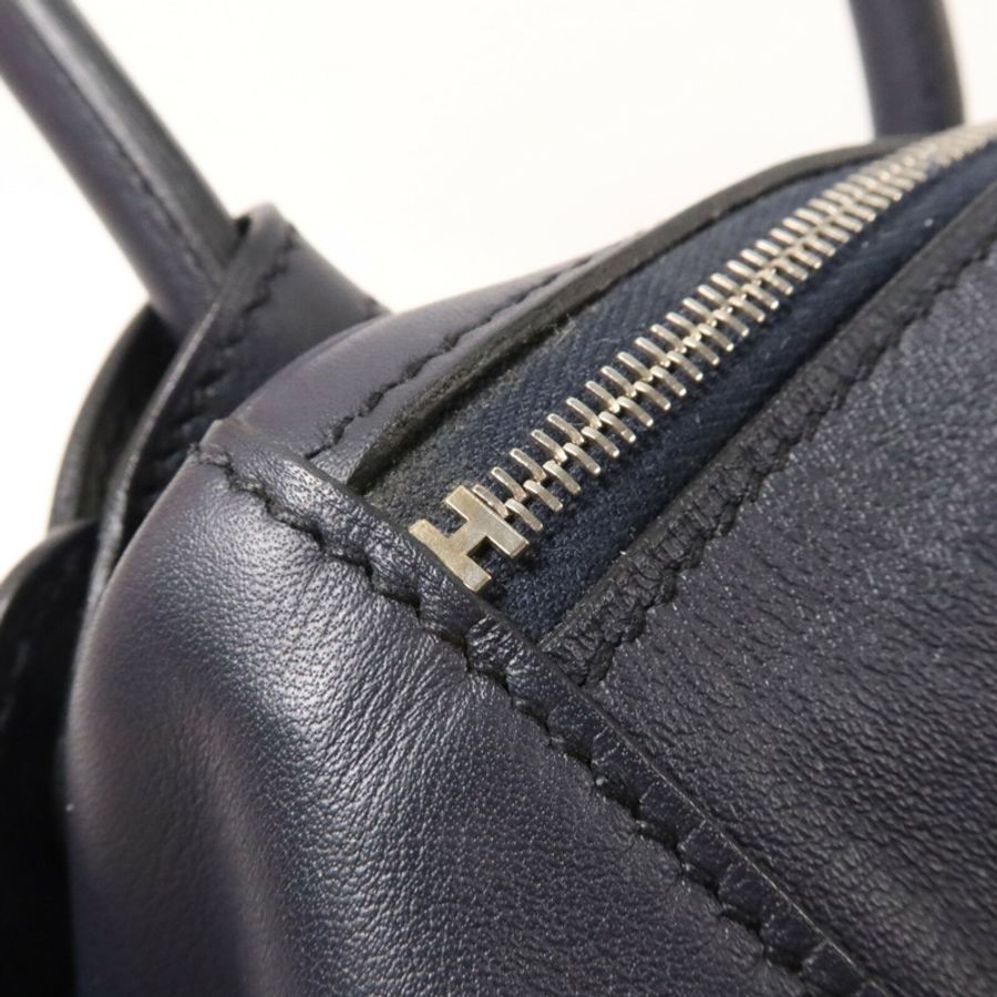 HERMES Swift皮革/Epsom皮革Lindy 26手挽肩背兩用袋Bleu Indigo/Orange Poppy-14