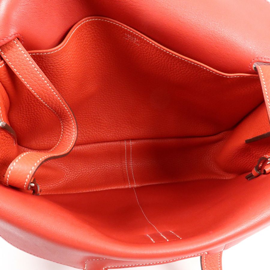 HERMES Clemence皮革Halzan 31手挽肩背兩用袋Rouge Casaque-4