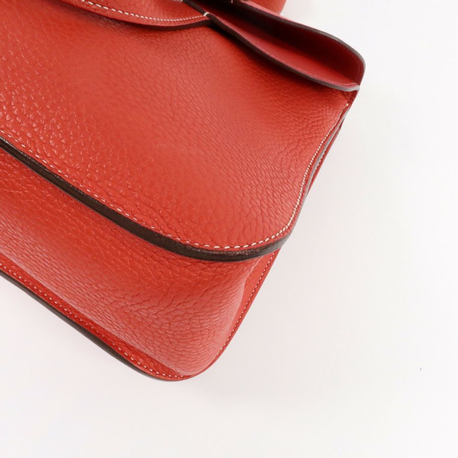 HERMES Clemence皮革Halzan 31手挽肩背兩用袋Rouge Casaque-9