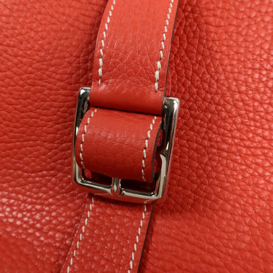 HERMES Clemence皮革Halzan 31手挽肩背兩用袋Rouge Casaque-13