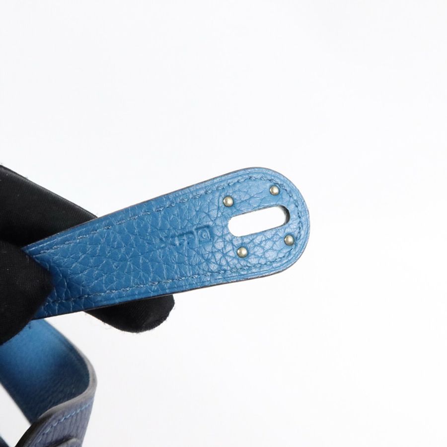 HERMES Clemence皮革Lindy 30手挽肩背兩用袋Bleu Saphi/Colvert-7