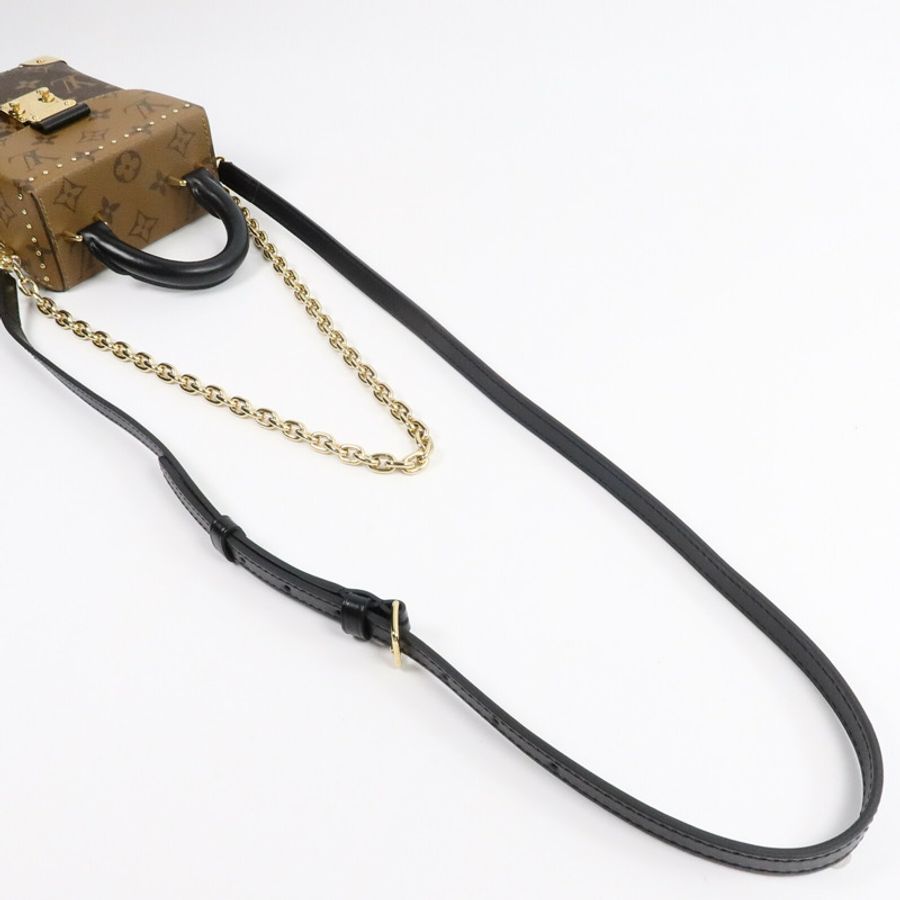 LOUIS VUITTON Monogram/Monogram Reverse Camera Box金扣鏈帶手挽肩背兩用袋-7