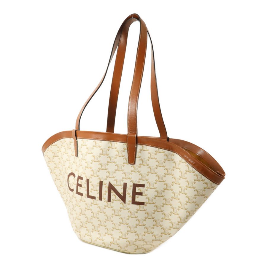 CELINE 牛皮皮革/塗層帆布Triomphe Couffin手挽袋-2