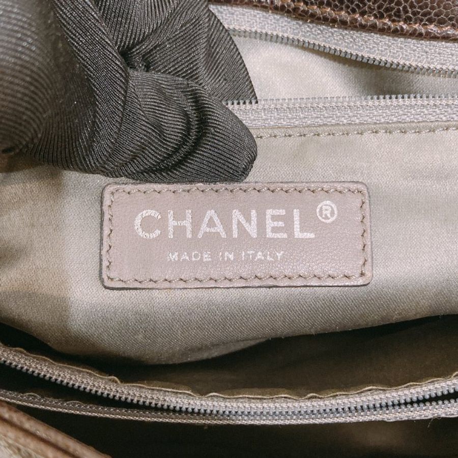 TW4919 Chanel 香奈兒 中古 荔枝皮 單肩袋Giazed Caviar Leather Pocket Shoulder Bag Dark Brown-23