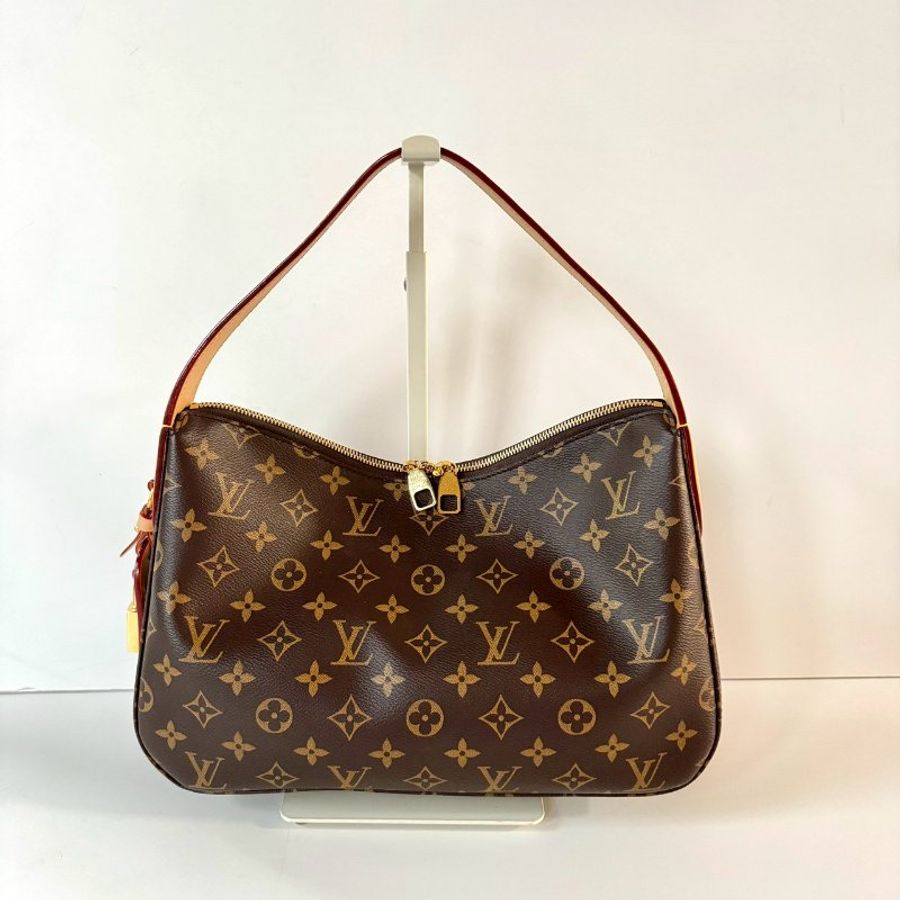 LV Slouchy PM 棕色 老花 拉鍊 肩背包 托特包 手提包 M11952-1