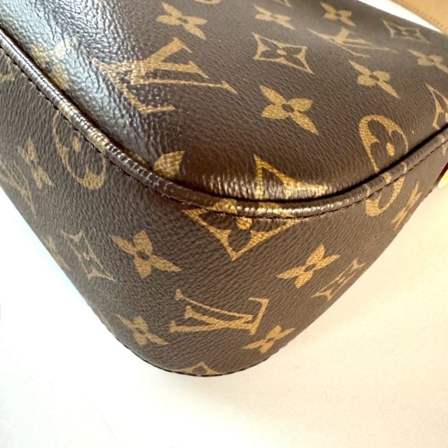 LV Slouchy PM 棕色 老花 拉鍊 肩背包 托特包 手提包 M11952-8