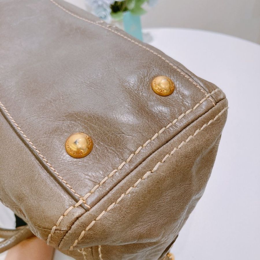 TW4916 Prada 普拉達 皮革手袋 Vitello Shine Leather Vintage Top Handbag Argilla x GHW-8