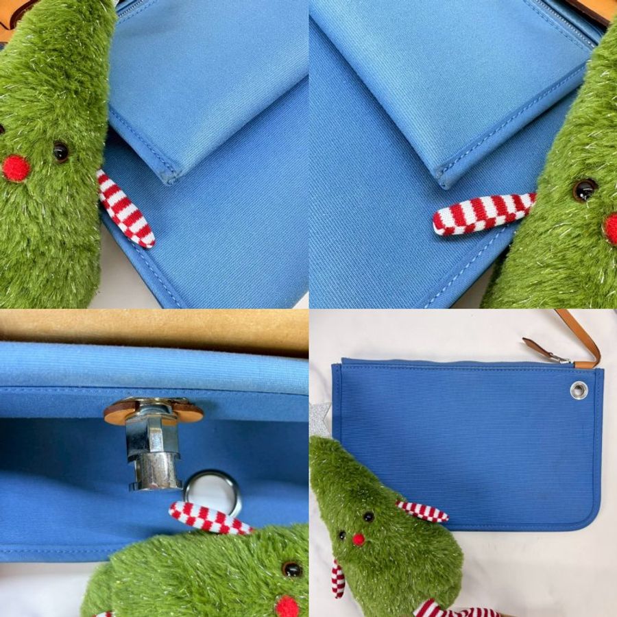 HERMES Herbag Zip 31藍色手提肩背包-5