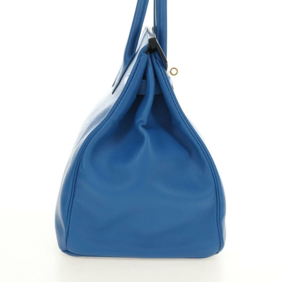 【日本直送】愛馬仕 Birkin 35 手提包,藍色金色皮革,正品,貨號 188015SM-3