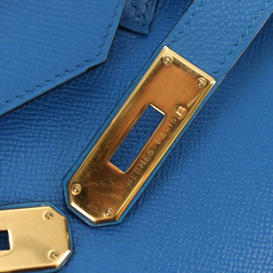【日本直送】愛馬仕 Birkin 35 手提包,藍色金色皮革,正品,貨號 188015SM-8