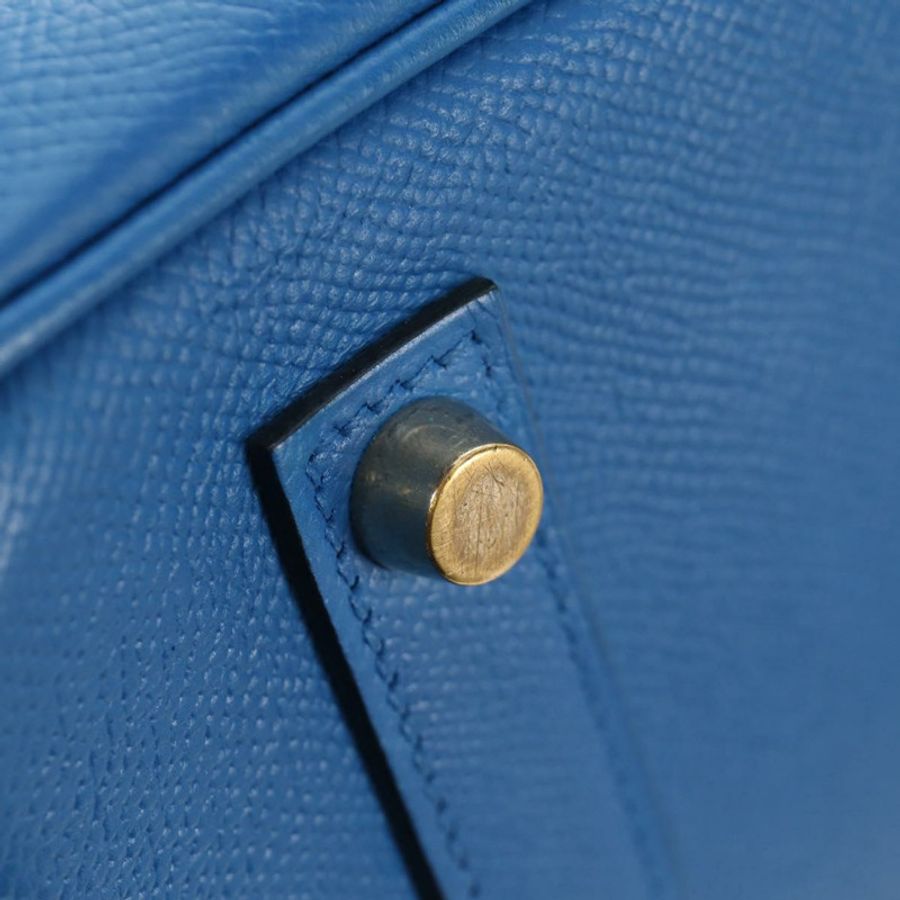 【日本直送】愛馬仕 Birkin 35 手提包,藍色金色皮革,正品,貨號 188015SM-19