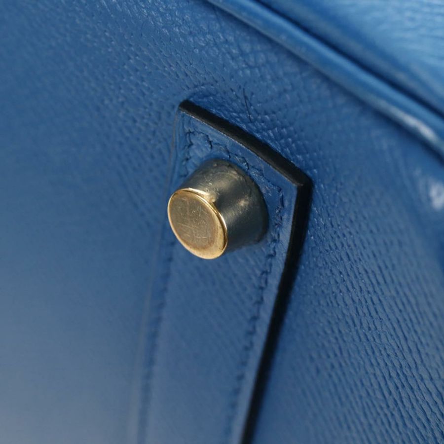 【日本直送】愛馬仕 Birkin 35 手提包,藍色金色皮革,正品,貨號 188015SM-20