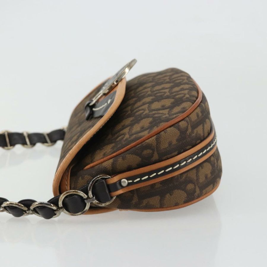 【日本直送】Christian Dior Trotter帆布浪漫鏈條包 PVC棕色銀色 正品 189117SM-3