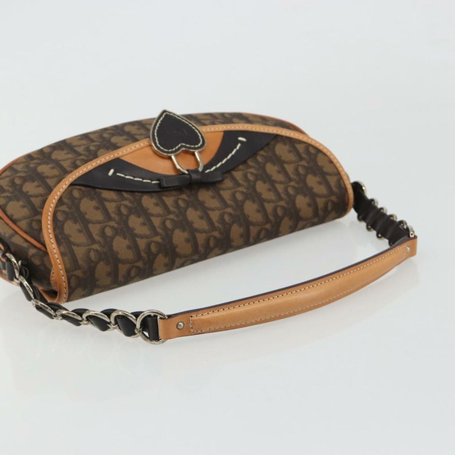 【日本直送】Christian Dior Trotter帆布浪漫鏈條包 PVC棕色銀色 正品 189117SM-6