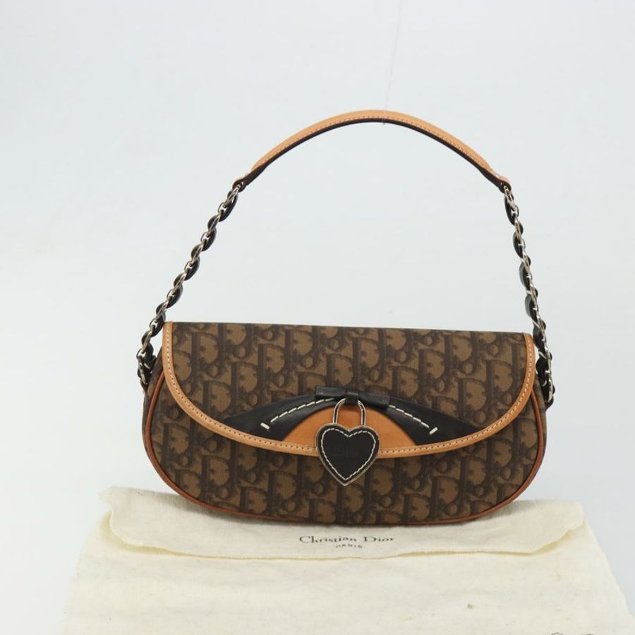 【日本直送】Christian Dior Trotter帆布浪漫鏈條包 PVC棕色銀色 正品 189117SM-11