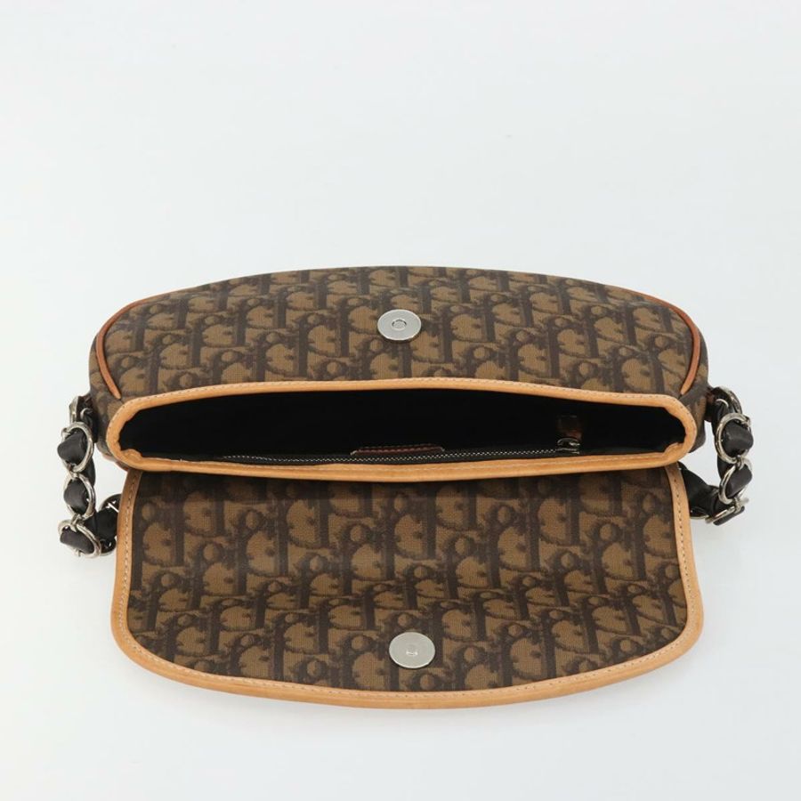【日本直送】Christian Dior Trotter帆布浪漫鏈條包 PVC棕色銀色 正品 189117SM-17