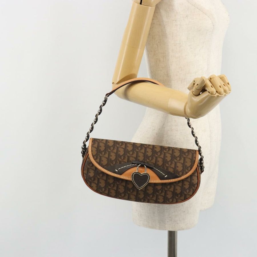 【日本直送】Christian Dior Trotter帆布浪漫鏈條包 PVC棕色銀色 正品 189117SM-23
