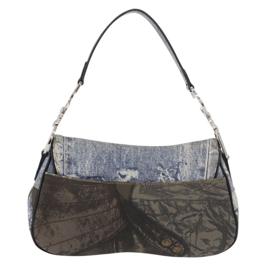 【日本直送】Christian Dior 雙馬鞍手提包 牛仔藍 銀色 正品 190088SAM-1
