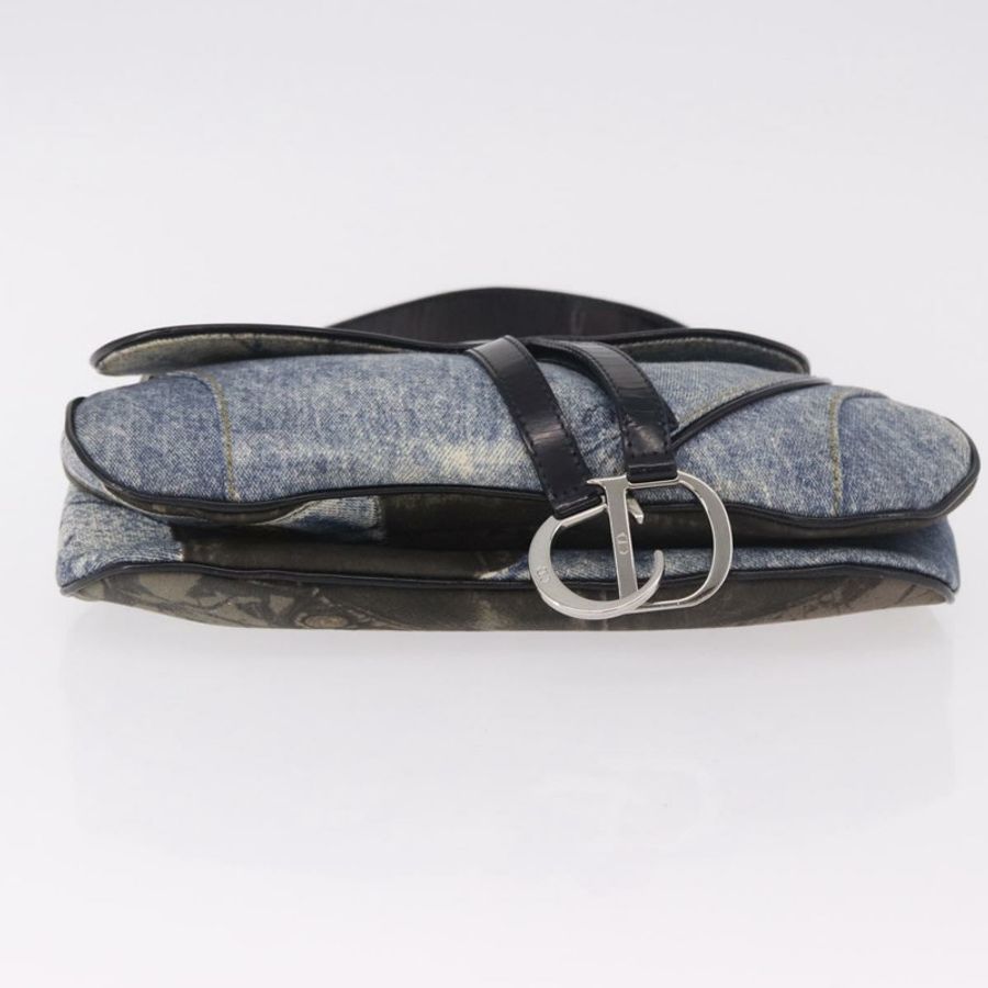 【日本直送】Christian Dior 雙馬鞍手提包 牛仔藍 銀色 正品 190088SAM-4