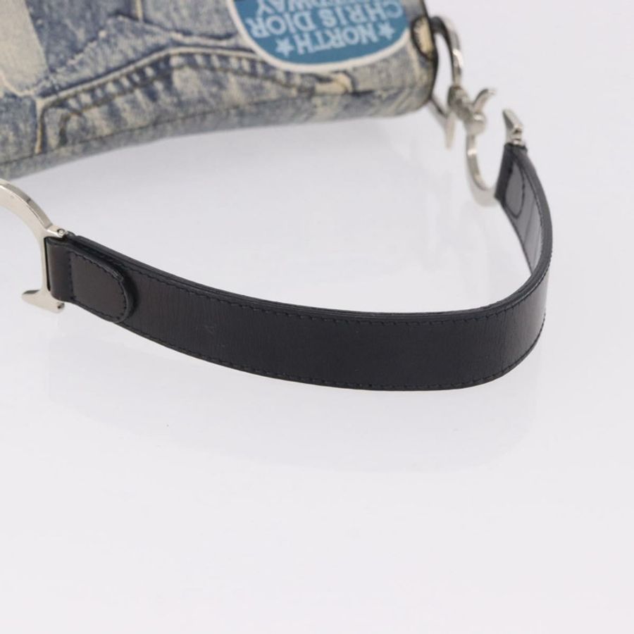 【日本直送】Christian Dior 雙馬鞍手提包 牛仔藍 銀色 正品 190088SAM-6