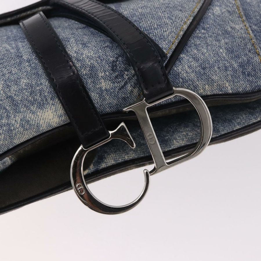 【日本直送】Christian Dior 雙馬鞍手提包 牛仔藍 銀色 正品 190088SAM-8