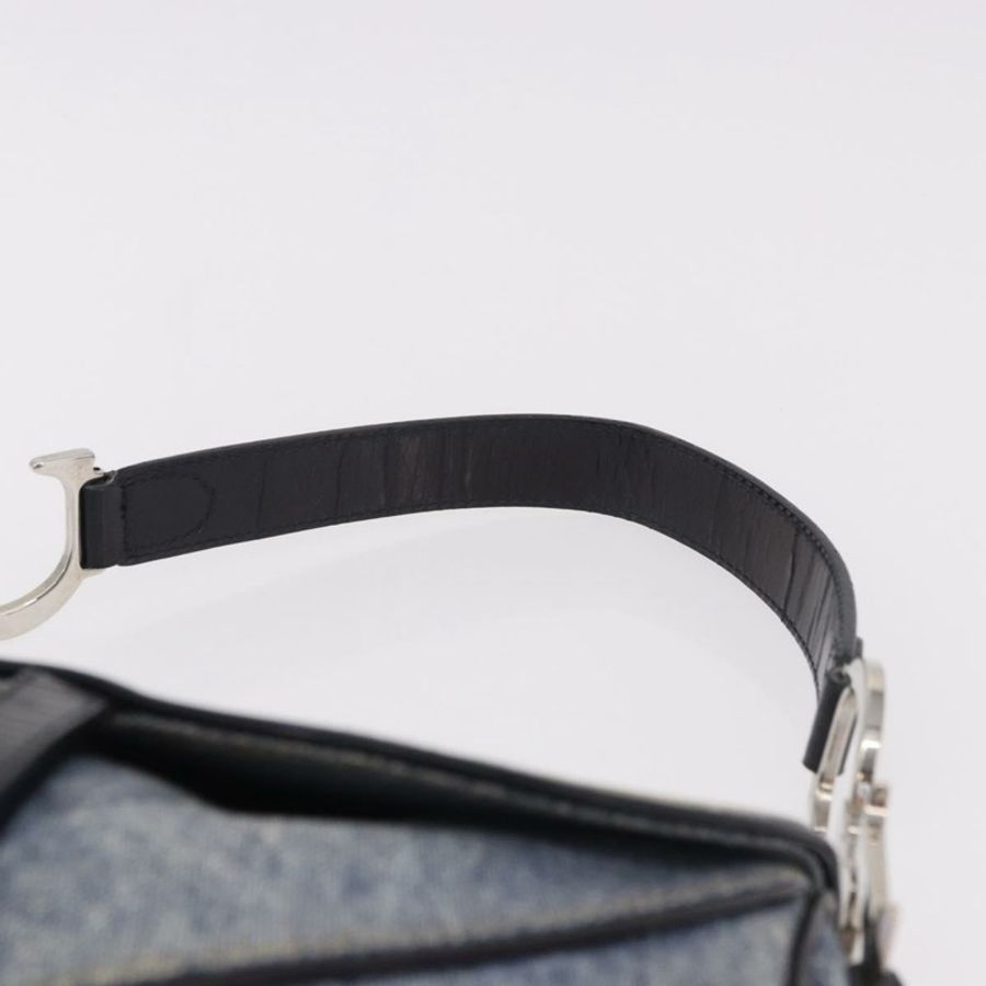 【日本直送】Christian Dior 雙馬鞍手提包 牛仔藍 銀色 正品 190088SAM-13