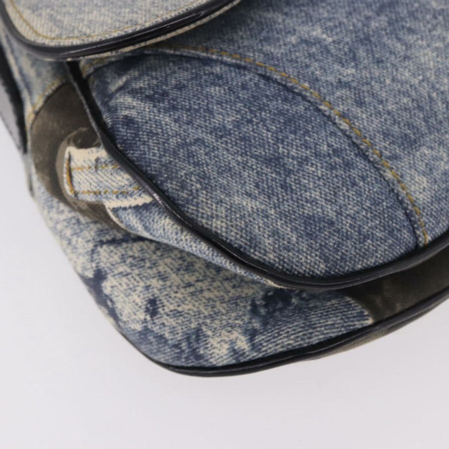 【日本直送】Christian Dior 雙馬鞍手提包 牛仔藍 銀色 正品 190088SAM-14