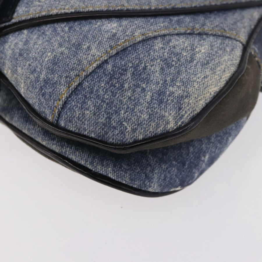 【日本直送】Christian Dior 雙馬鞍手提包 牛仔藍 銀色 正品 190088SAM-15