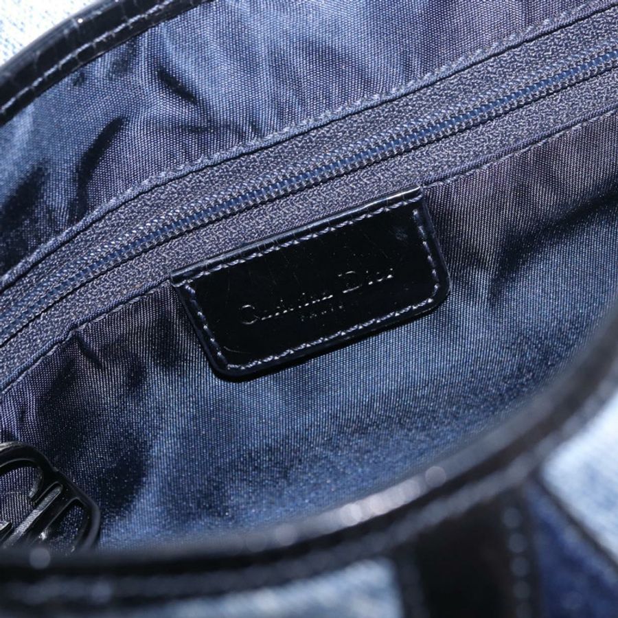 【日本直送】Christian Dior 雙馬鞍手提包 牛仔藍 銀色 正品 190088SAM-19