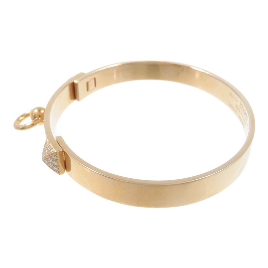 HERMES 18K玫瑰金Collier de Chien CDC Diamond Bracelet鑽石手鐲-1
