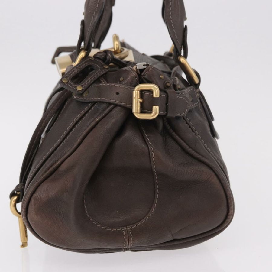 【日本直送】Chloe Paddington 手提包，棕色、金色、銀色皮革，正品，貨號 190182SAV-2