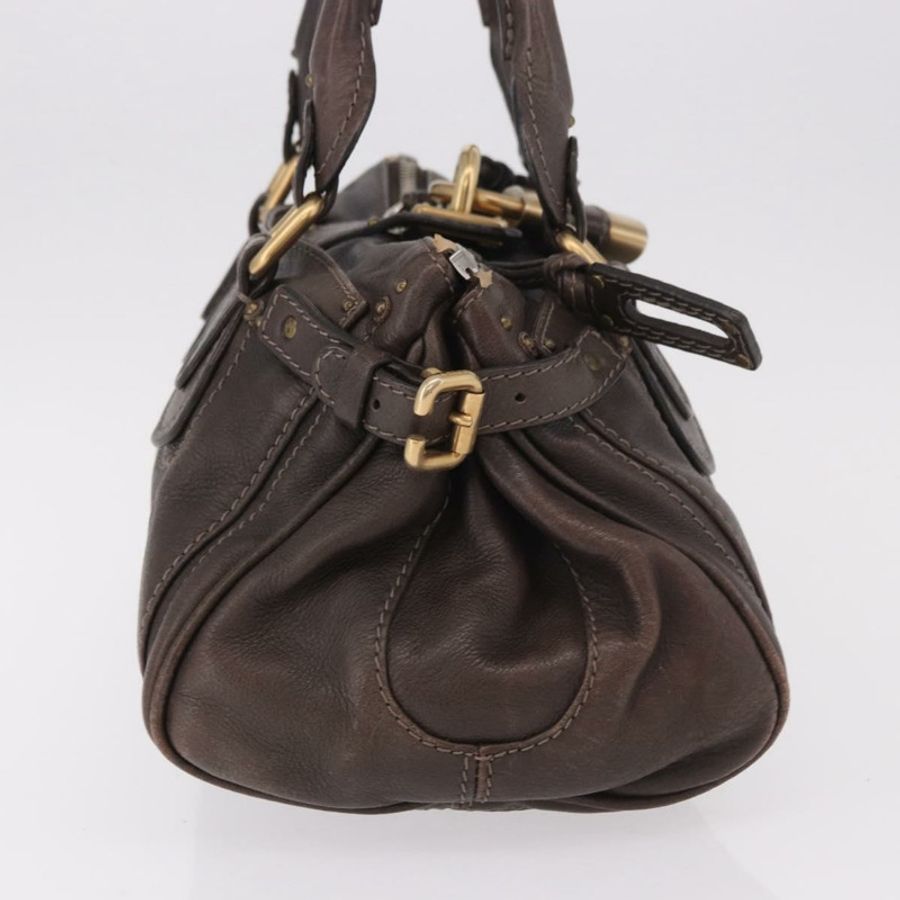 【日本直送】Chloe Paddington 手提包，棕色、金色、銀色皮革，正品，貨號 190182SAV-3
