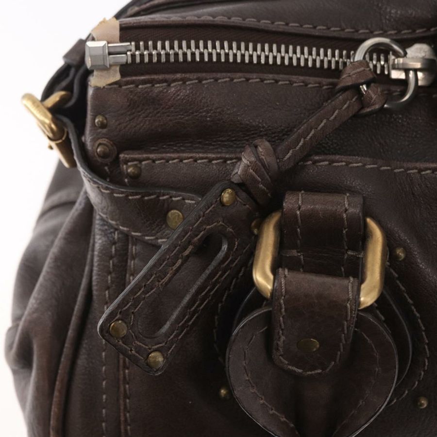 【日本直送】Chloe Paddington 手提包，棕色、金色、銀色皮革，正品，貨號 190182SAV-18